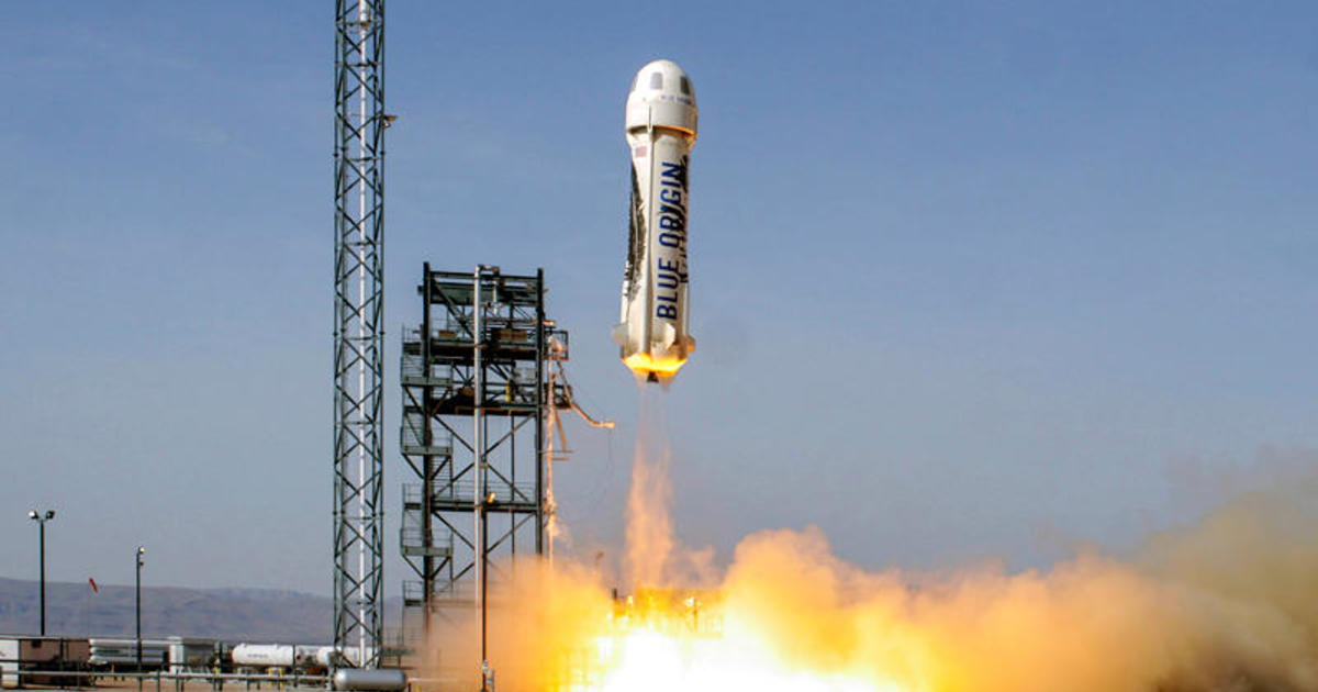 New Shepard rocket ready to boost Bezos and three crewmates into space